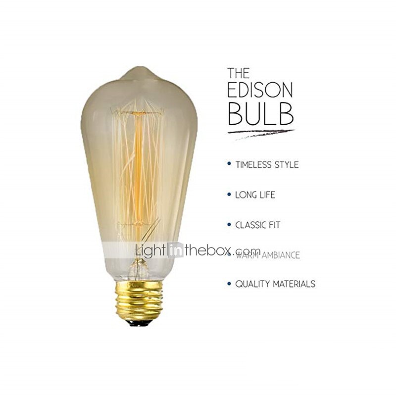 6pcs 3pcs 1pc ST58 Incandescent Vintage Edison Light Bulb 40W E27  Retro Dimmable Antique Tungsten 220-240V for Home Hotel Bistro 2025 - $8.49 –P1