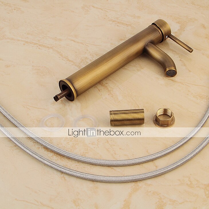 Waschbecken Wasserhahn - klassischer antiker Messing-Centerset Einhand-Einloch-Badarmaturen 2025 - $80.99 –P2