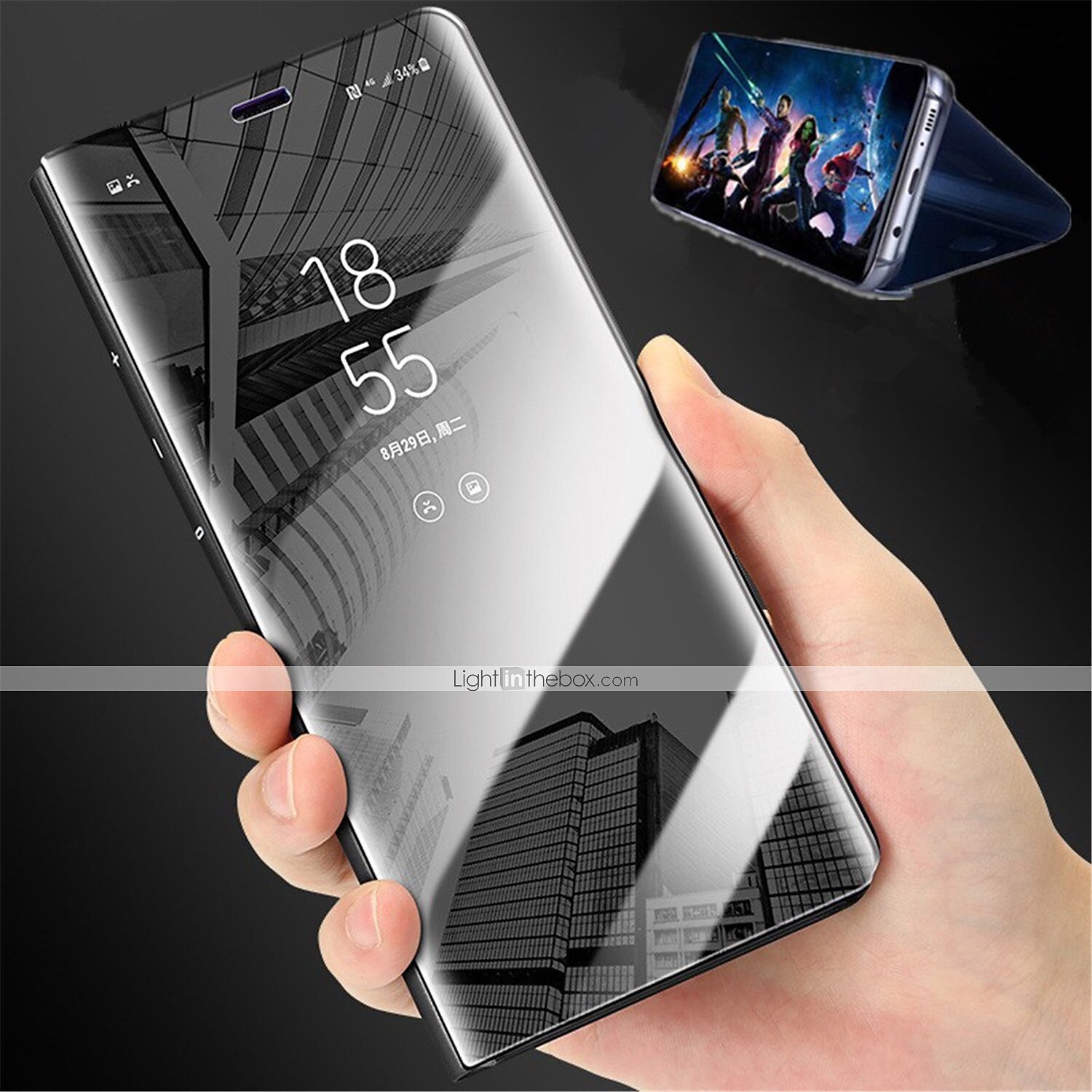 telefon Kılıf Na iPhone 16 15 14 Pro Max Plus Wyczyść okno widoku Odwróć okładkę Z podpórką Automatyczne usypianie budzenie Lustro Powłoka Skóra PU 2025 - $11.99 –P2