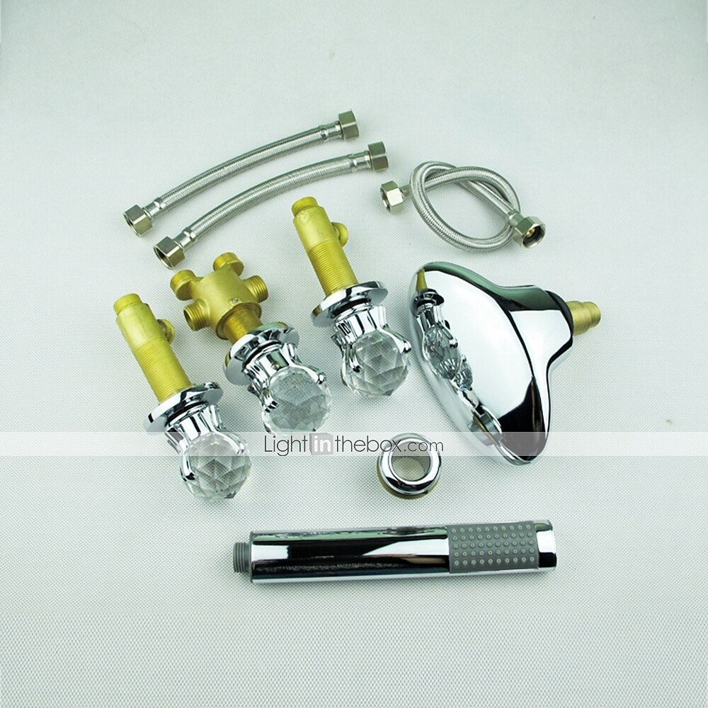 Robinet de baignoire - contemporain Chrome Baignoire romaine Soupape en laiton Bath Shower Mixer Taps de 2025 ? $234.89 –P1