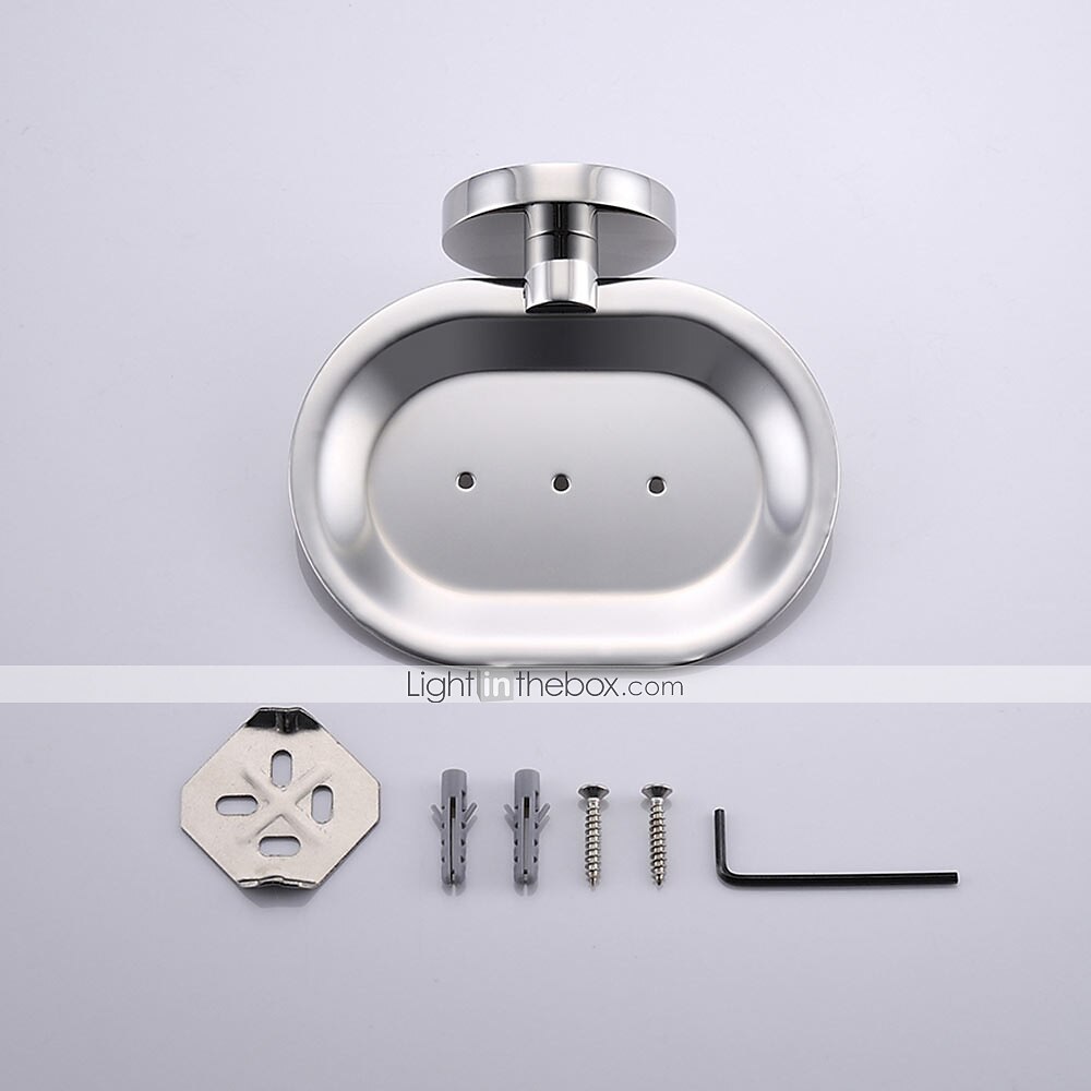 badkamer hardware accessoire handdoek ring/toiletrolhouder/mantel haak/zeepschaal en handdoek houder roestvrij staal wandmontage zilver 2025 - $33.99 –P7