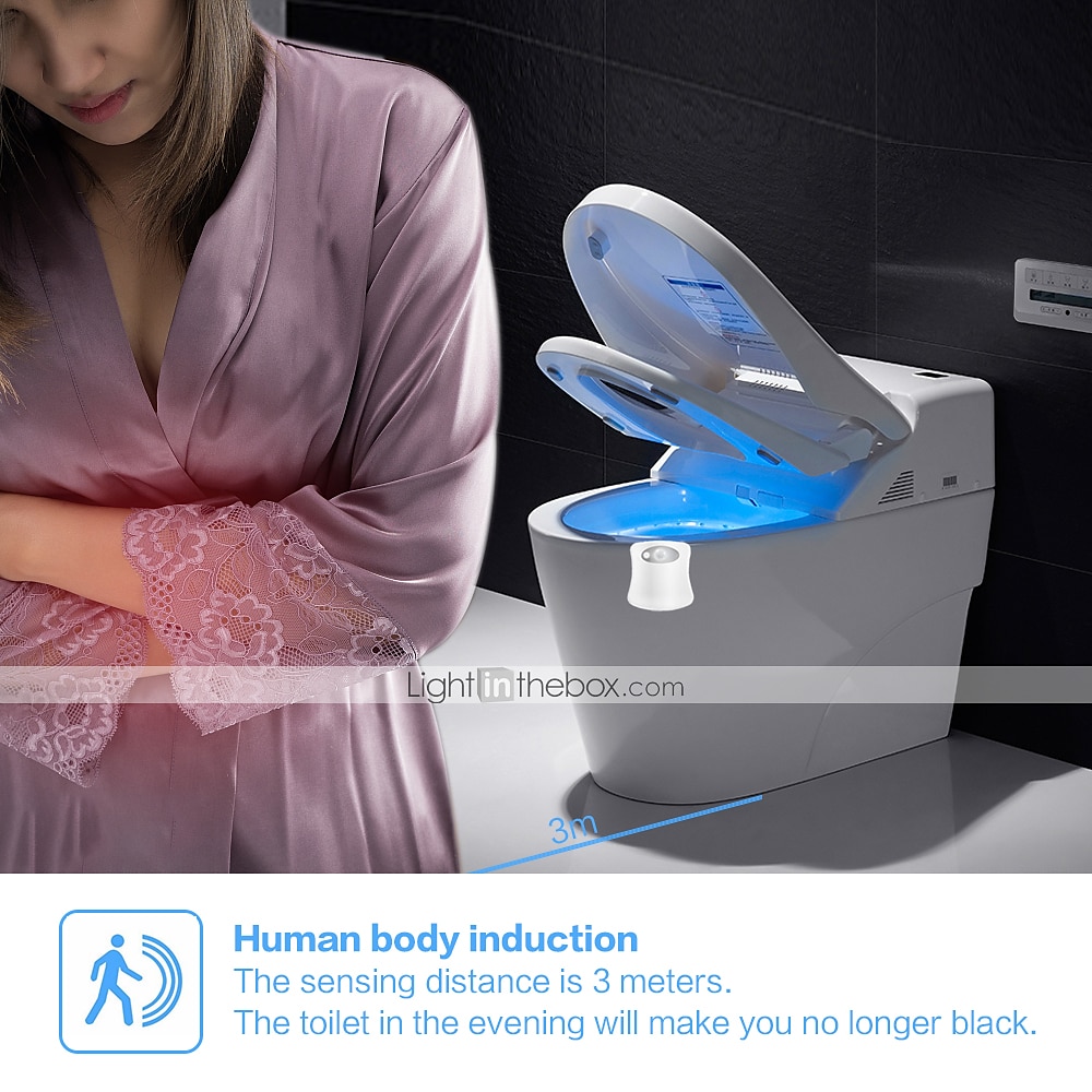 Toilet Night Light Bathroom LED Toilet Seat Bowl Motion Activated Detection Sensor 8-Color Changing Waterproof Washroom for Adult Kid 2025 - $8.49 –P13