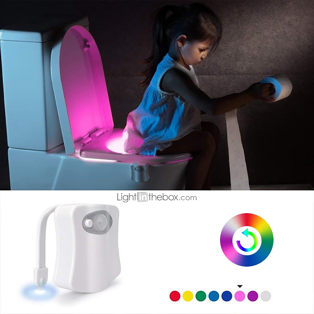 Toilet Night Light Bathroom LED Toilet Seat Bowl Motion Activated Detection Sensor 8-Color Changing Waterproof Washroom for Adult Kid 2025 - $8.49 –P17