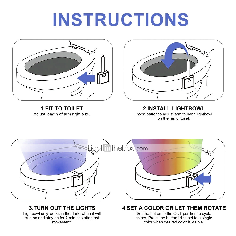 Toilet Night Light Bathroom LED Toilet Seat Bowl Motion Activated Detection Sensor 8-Color Changing Waterproof Washroom for Adult Kid 2025 - $8.49 –P4