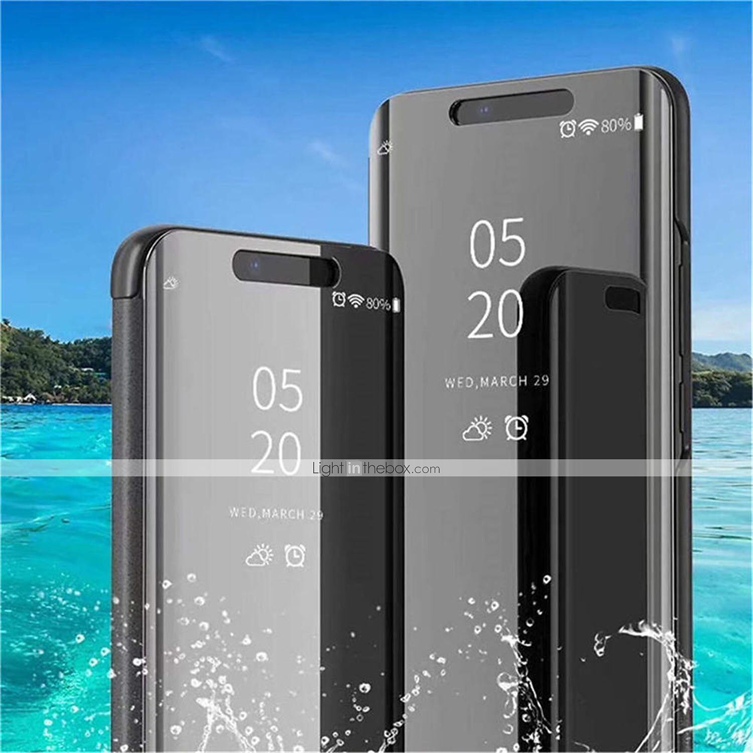 telefon Kılıf Na iPhone 16 15 14 Pro Max Plus Wyczyść okno widoku Odwróć okładkę Z podpórką Automatyczne usypianie budzenie Lustro Powłoka Skóra PU 2025 - $11.99 –P3