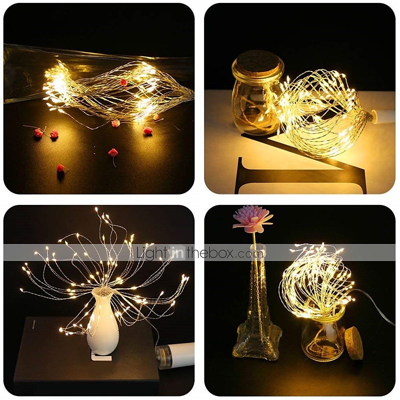 Elegant Wedding Party Reception Outdoor Waterproof Firework Lights - 180 LED Starburst Copper Wire Twinkle Lights, 8 Modes, Remote Hanging Lights for Patio, Bedroom & Garden Decor 2025 - $26.99 –P4