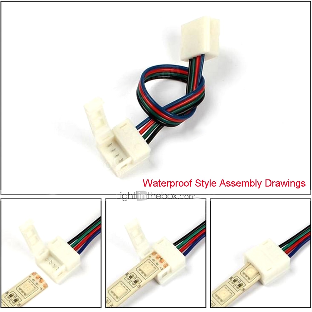 5 pcs Waterproof RGB 5050 LED Light Strip Connector 4 Pins 10 mm Wide Strip to Strip Jumper Wire Solderless 2026 - $12.49 –P2