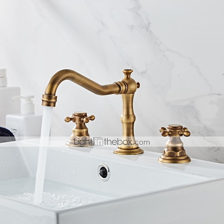 rubinetto per vasca, vasca romana diffusa in ottone antico due maniglie rubinetti per vasca a tre fori con interruttore caldo e freddo del 2025 a $129.99 –P5