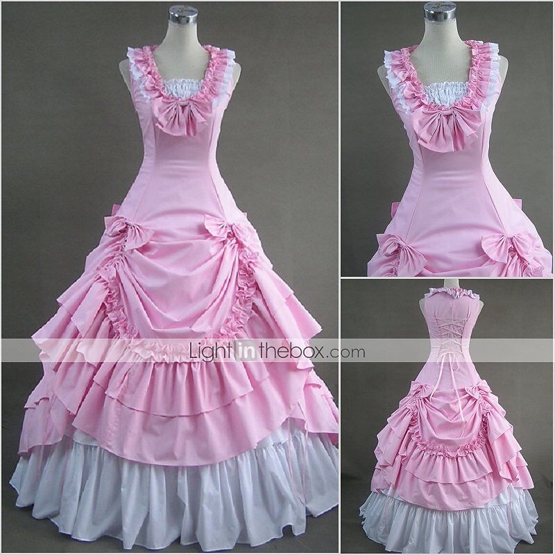 Abito Vittoriano Medievale 18° Secolo Lunghezza alla caviglia Lunghezza lunga Vestito Costume da festa Mascherata Taglie Forti Normale Su misura Patchwork Abito da ballo Costume Per donna Feste Balli del 2026 a $174.99 –P11