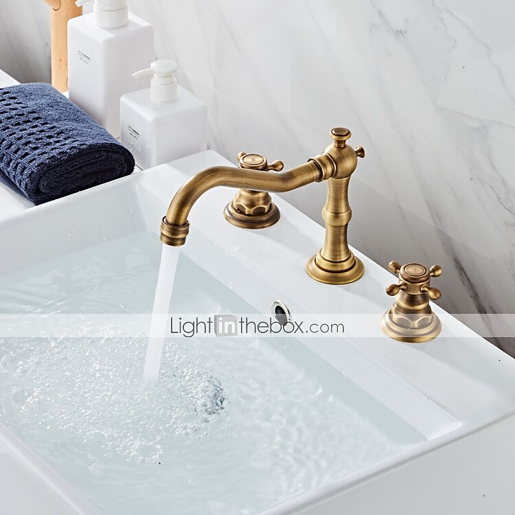 rubinetto per vasca, vasca romana diffusa in ottone antico due maniglie rubinetti per vasca a tre fori con interruttore caldo e freddo del 2025 a $129.99 –P6