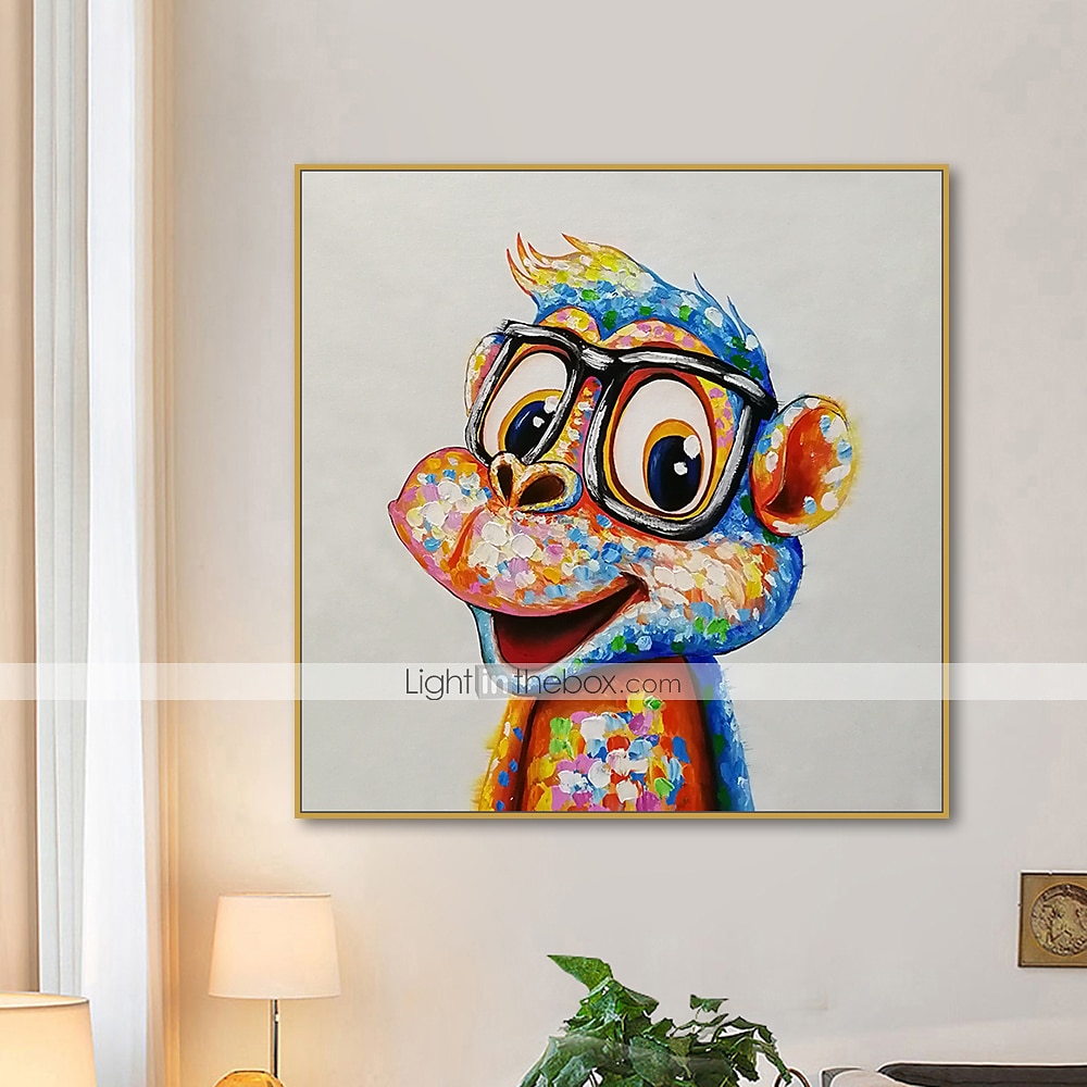 pittura a olio vivaio dipinto a mano animali quadrati pop art moderna tela tesa del 2025 a $108.99 –P7
