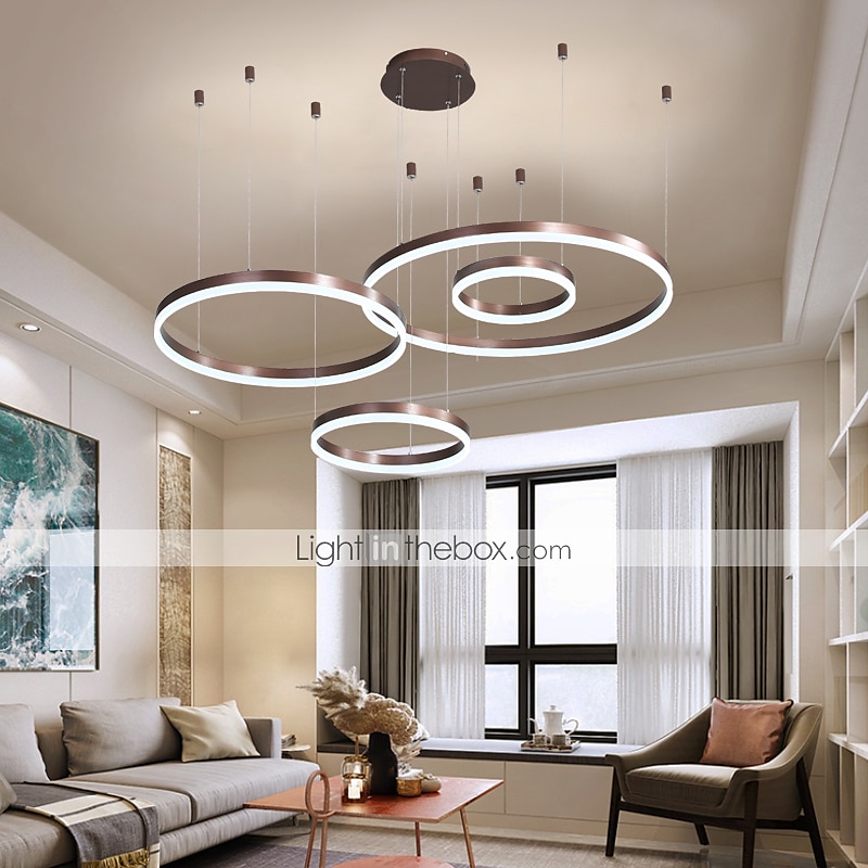 4φωτα led 110w κυκλικός πολυέλαιος led μοντέρνα κρεμαστά φώτα χρυσό καφέ για σαλόνι μπαρ δωμάτιο γραφείο 4 στρώσεις dimmable με τηλεχειριστήριο ρυθμιζόμενο μόνο με τηλεχειριστήριο 2025 - $567.49 –P11