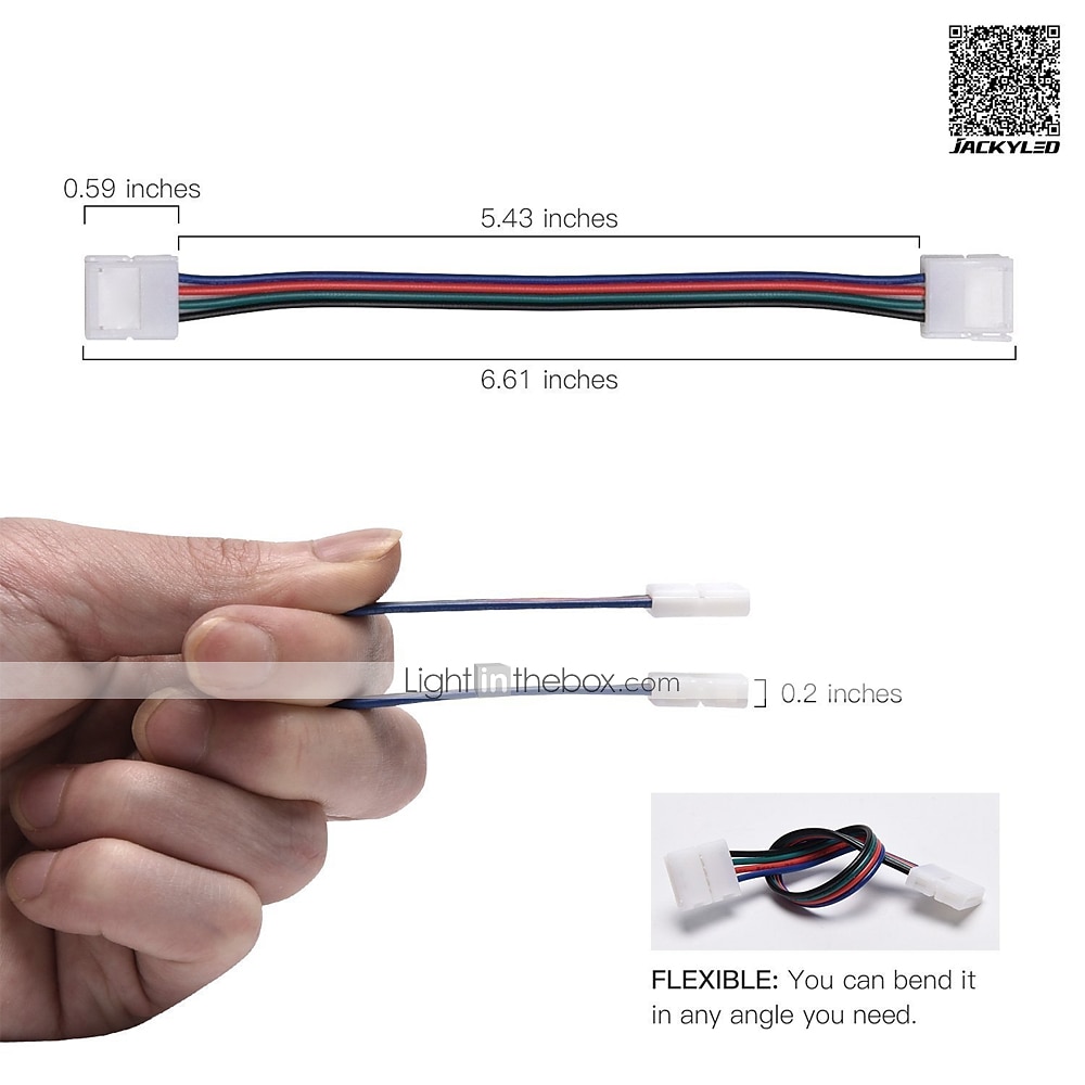 5 pcs Waterproof RGB 5050 LED Light Strip Connector 4 Pins 10 mm Wide Strip to Strip Jumper Wire Solderless 2026 - $12.49 –P5