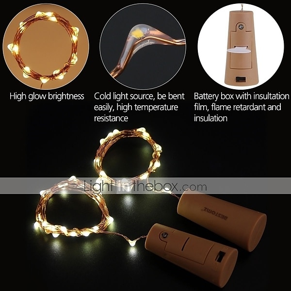 LED Bottle String Lights Cork Shaped Outdoor Wedding Decoration 2M LED Night Starry Light 30pcs 12pcs 10pcs Copper Wire Stopper Wine Bottle Lamp Wedding Party Christmas Decoration 2025 - $7.49 –P18