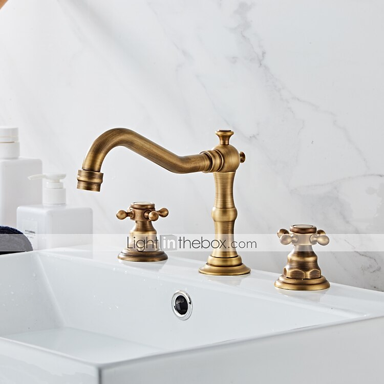 rubinetto per vasca, vasca romana diffusa in ottone antico due maniglie rubinetti per vasca a tre fori con interruttore caldo e freddo del 2025 a $129.99 –P4