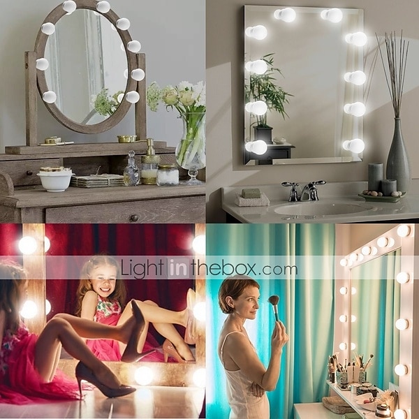 Led Vanity Mirror Lights,15Ft Vanity Lights for Makeup Dressing Mirror  Lighting,10 Dimmable Bulbs,Adjustable Light Color & Brightness,USB  Cable,Mirror