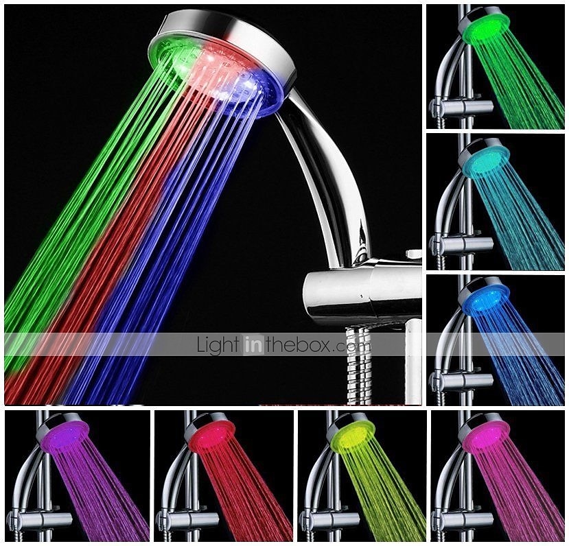 צבע ראש מקלחת LED משתנה 2 מצבי מים 7 צבעים אור זוהר מחליף אוטומטית ראש מקלחת כף יד 2025 - $11.49 –P1