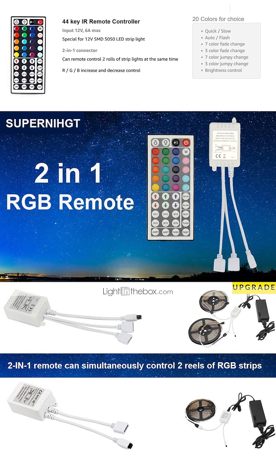 44 Key RGB LED Strip Light Remote Controller Wireless Dimmer IR Remote  Control, for SMD 5050 3528 28…See more 44 Key RGB LED Strip Light Remote