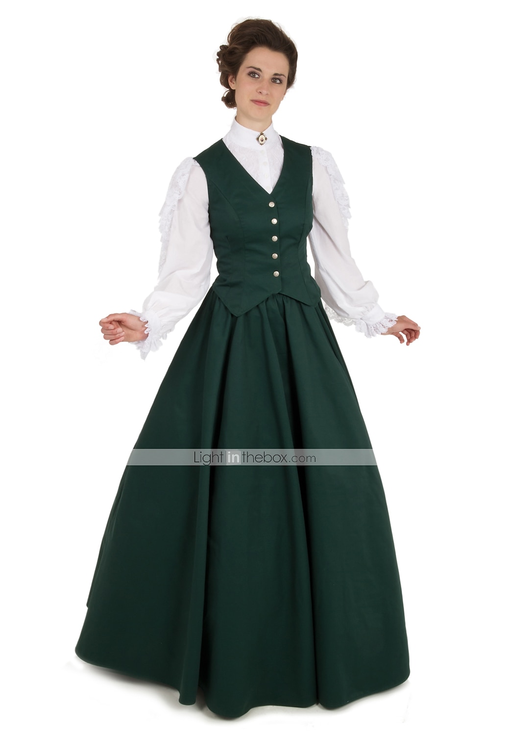 Canottiera Camicia Gonna Vittoriano 1910 Edwardian Lunghezza al pavimento Vestito Costume da festa Abito da Ballo Taglie Forti A sbuffo Duchessa Dea Cerridwen Taglie Forti Canto di Natale Piuma Tinta del 2026 a $164.99 –P2