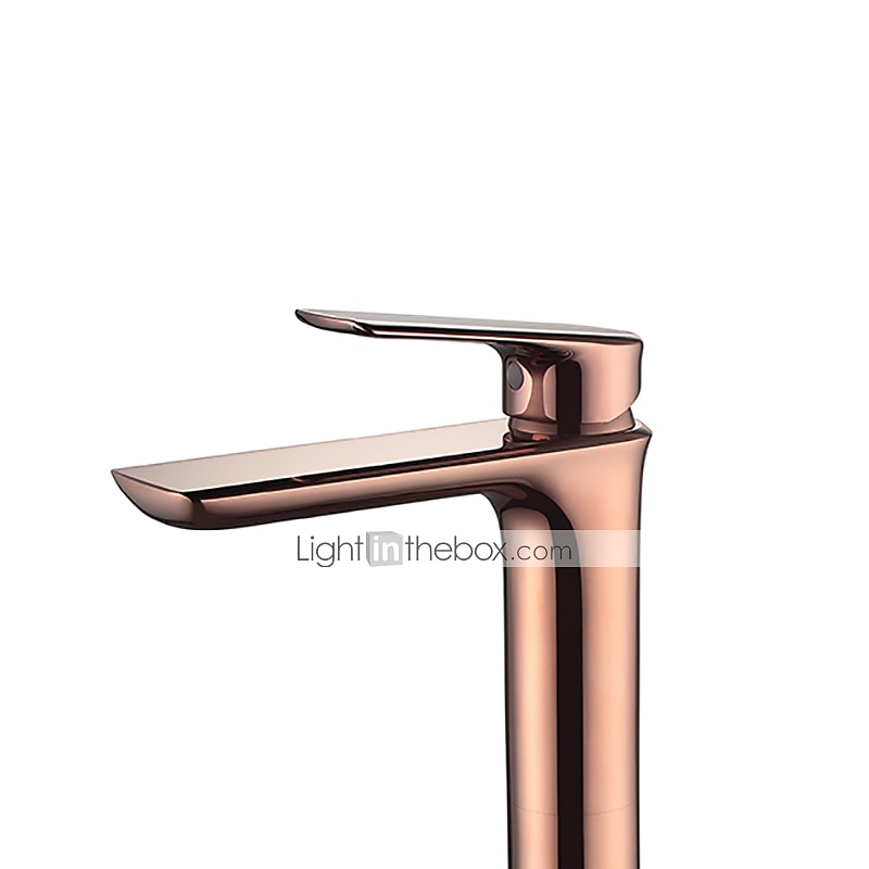 robinet mitigeur d'évier de salle de bain en laiton doré rose haut, robinets de lavabo à une poignée avec tuyau froid et chaud de 2025 ? $145.99 –P1