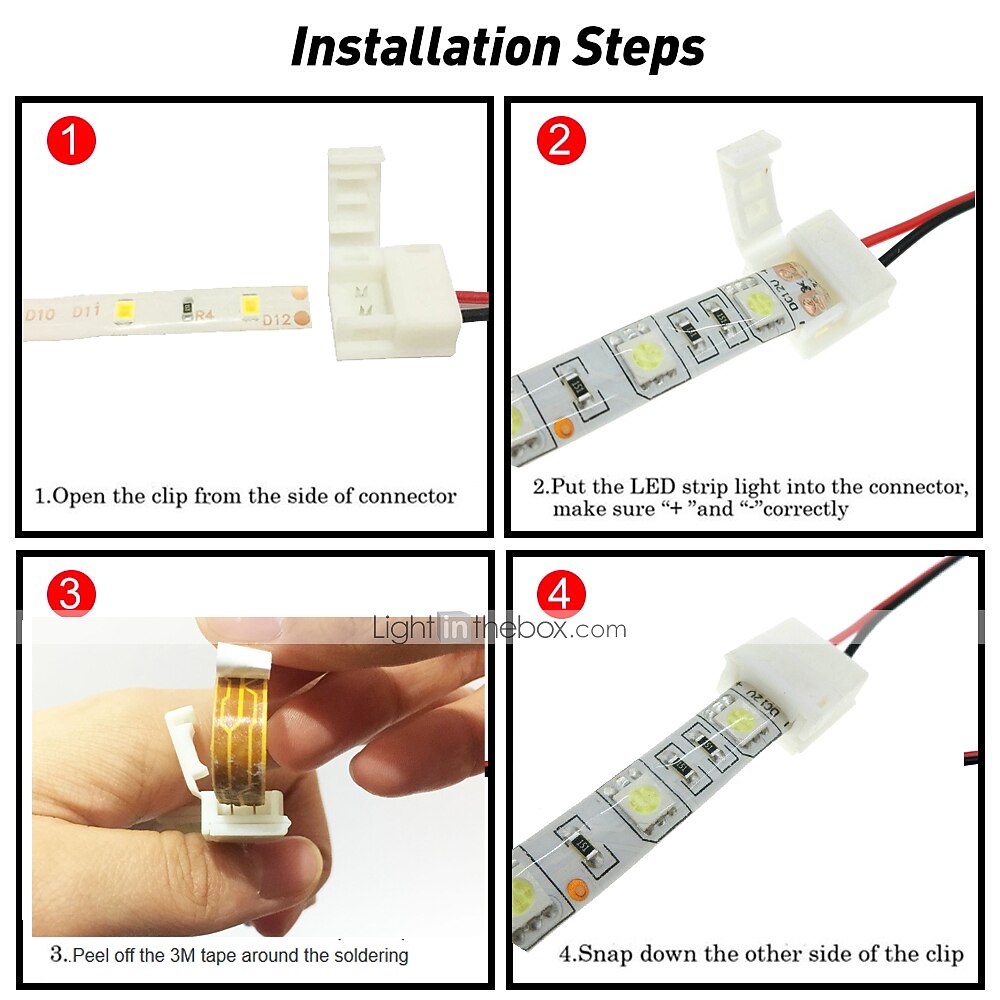 ZDM 5 шт. водонепроницаемый 8/10 мм шириной 2-контактный SMD 5050 3528 гибкий светодиодный разъем полосы монохромный светодиодные полосы для перемычки полосы 2026 - $8.99 –P4