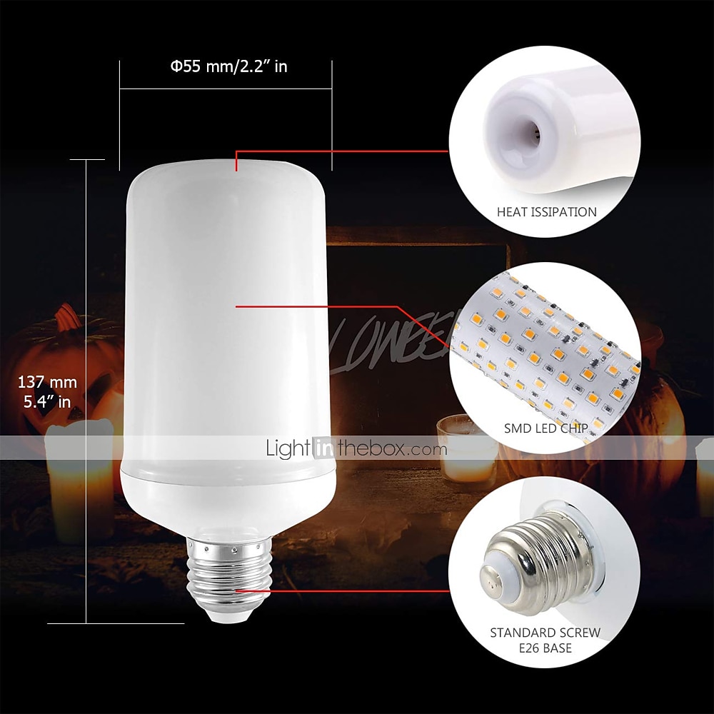 светодиодные лампочки пламени 7 Вт e27 мерцающее пламя Хэллоуин реквизит энергосбережение для фестиваля Хэллоуин Рождество пати ac85-265v 2025 - $18.99 –P6