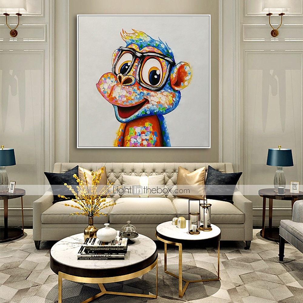 pittura a olio vivaio dipinto a mano animali quadrati pop art moderna tela tesa del 2025 a $108.99 –P5