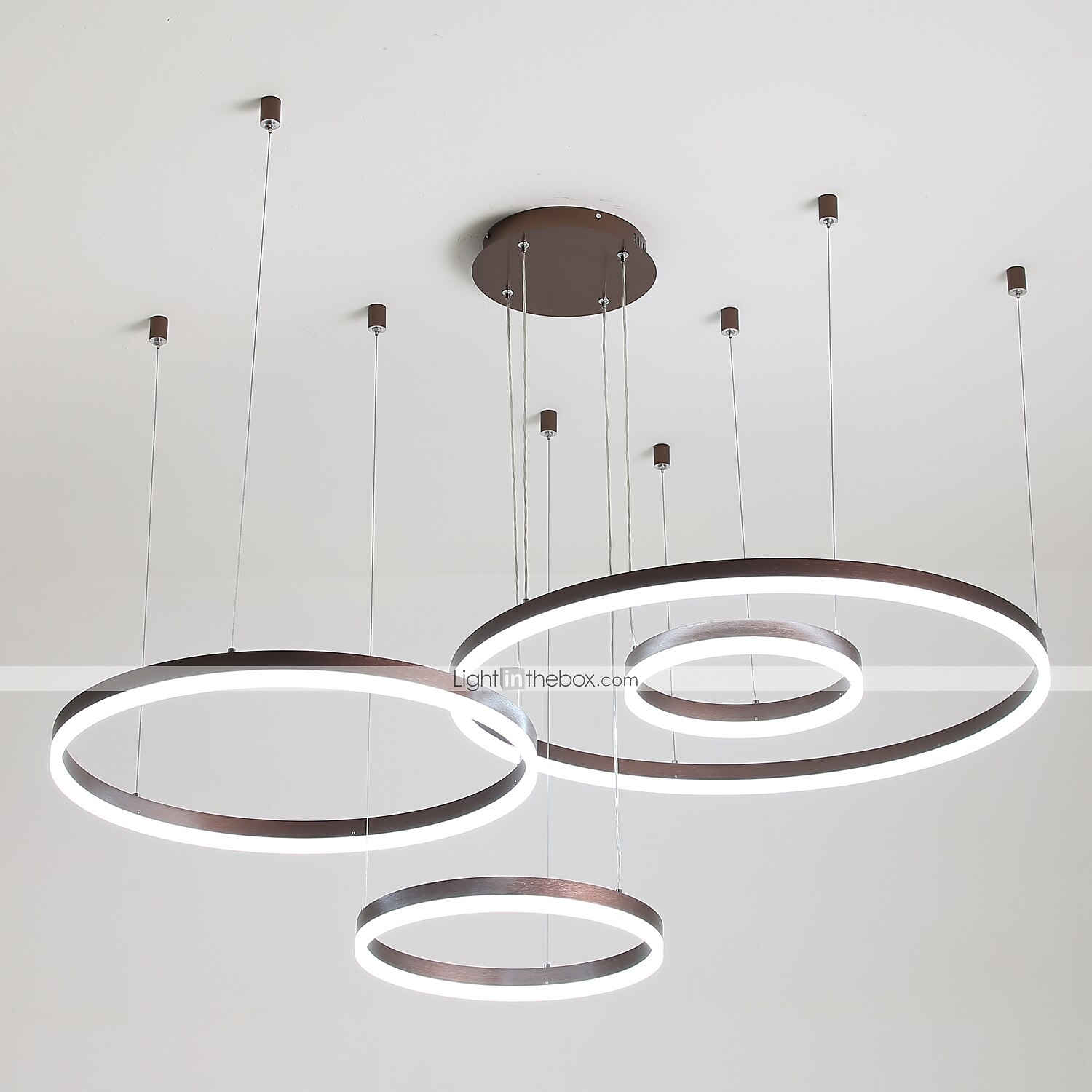 4φωτα led 110w κυκλικός πολυέλαιος led μοντέρνα κρεμαστά φώτα χρυσό καφέ για σαλόνι μπαρ δωμάτιο γραφείο 4 στρώσεις dimmable με τηλεχειριστήριο ρυθμιζόμενο μόνο με τηλεχειριστήριο 2025 - $567.49 –P12