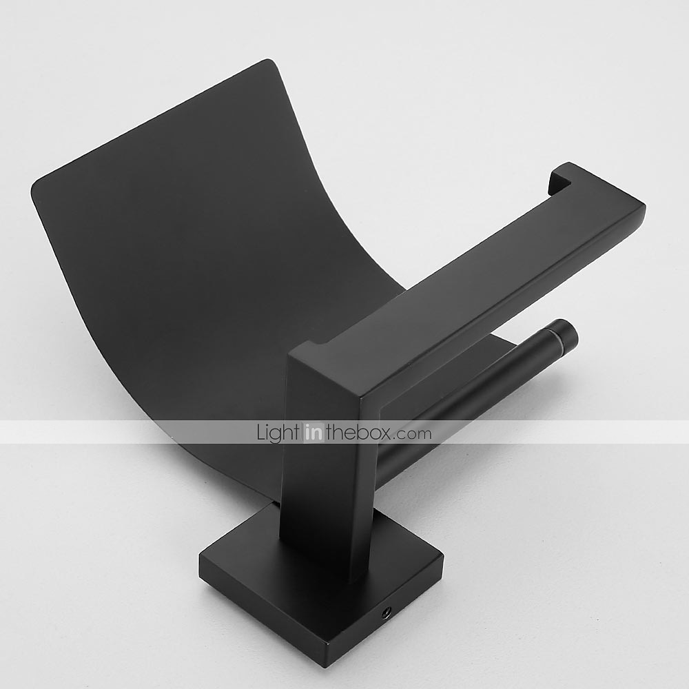 baderomstilbehør sett rustfritt stål med malte overflater toalettpapirholder/tårnstativ/toalettbørsteholder/kåpekrok 4 stk veggmontert matt svart 2025 - $199.99 –P1