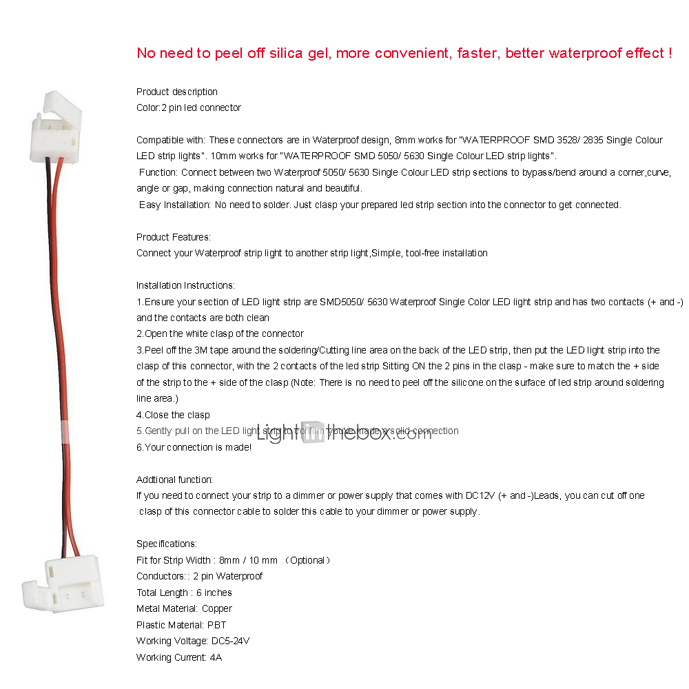 ZDM 5 шт. водонепроницаемый 8/10 мм шириной 2-контактный SMD 5050 3528 гибкий светодиодный разъем полосы монохромный светодиодные полосы для перемычки полосы 2026 - $8.99 –P1