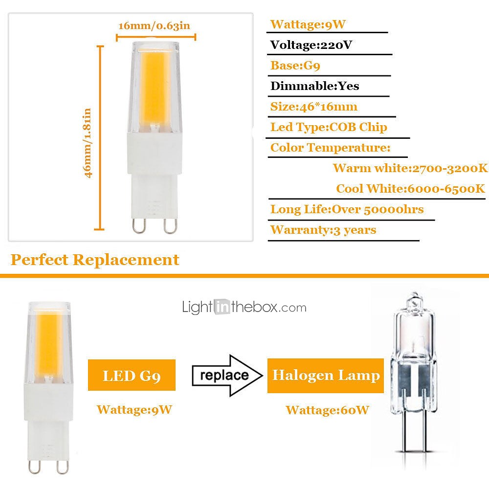 6pcs 5 W 2-pins LED-lampen 500 lm G9 G4 T 1 LED-kralen COB Dimbaar Nieuw Design Warm wit Wit 220-240 V 2025 - $27.99 –P8