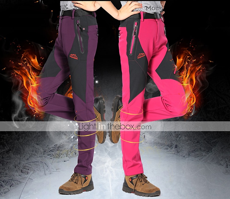 Women's Hiking Pants Trousers Fleece Lined Pants Softshell Pants Fashion Winter  Outdoor Insulated Thermal Warm Waterproof Windproof Pants / Trousers  Bottoms Black Purple Softshell Camping / Hiking 2024 - $39.99