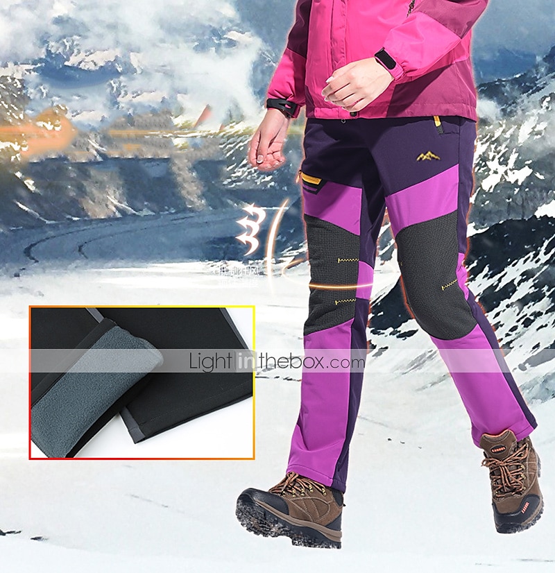 Women's Outdoor Fleece Lined Waterproof Windproof Ski Snow Hiking Pants