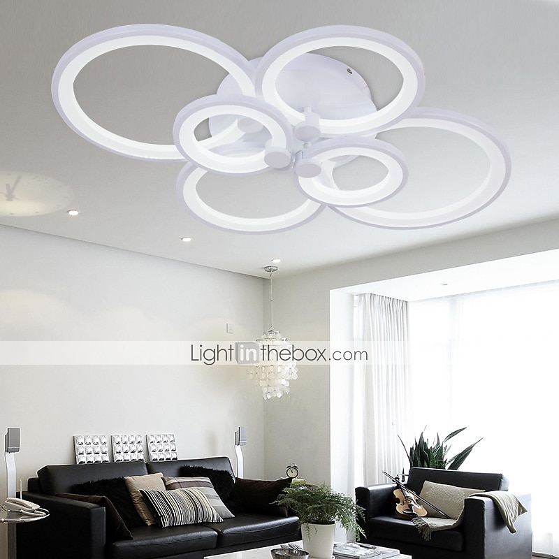 6-Light LED Dimmable Ceiling Light Flush Mount Lights Circle Design Modern Style Simplicity Acrylic 90W Living Room Dining Room Bedroom Light Fixture ONLY DIMMABLE WITH REMOTE CONTROL 2026 - $184.99 –P6