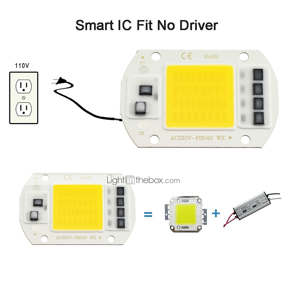 Zdm 1 шт. светодиодная микросхема 20 Вт 30 Вт 50 Вт ac220v теплый белый / холодный белый свет двигатель встроенный смарт-драйвер IC 2025 - $8.49 –P3