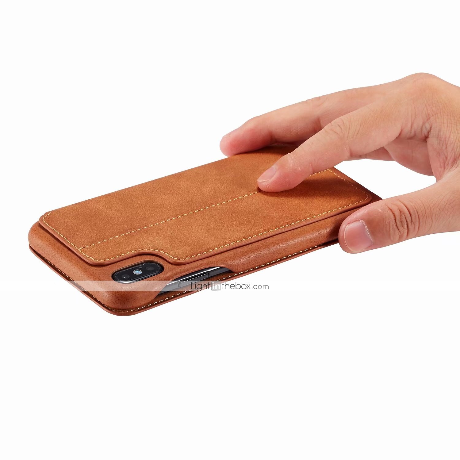 טלפון מגן עבור אייפון 16 אייפון 15 פרו מקס פלוס iPhone 14 13 12 11 Pro Max Mini X XR XS Max 8 7 Plus מארז כרטיס ארנק כיסוי הפוך עם מעמד מגנטי צבע אחיד PC עור PU 2025 - $20.99 –P5