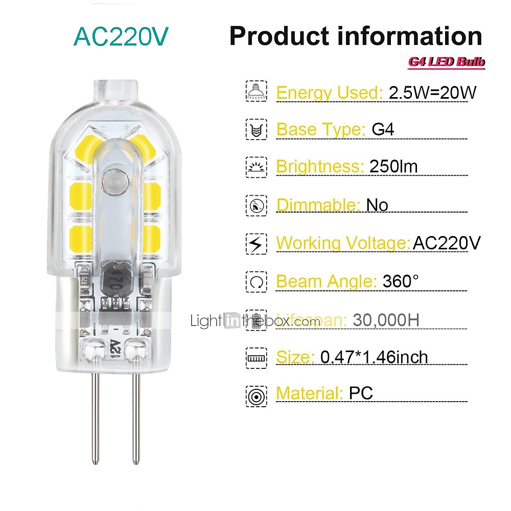zdm g4 led lamp 6 pack 2.5 w led bi-pin g4 basis 10-20 w halogeenlamp vervanging warm wit / koud wit ac220v 2025 - $12.49 –P1