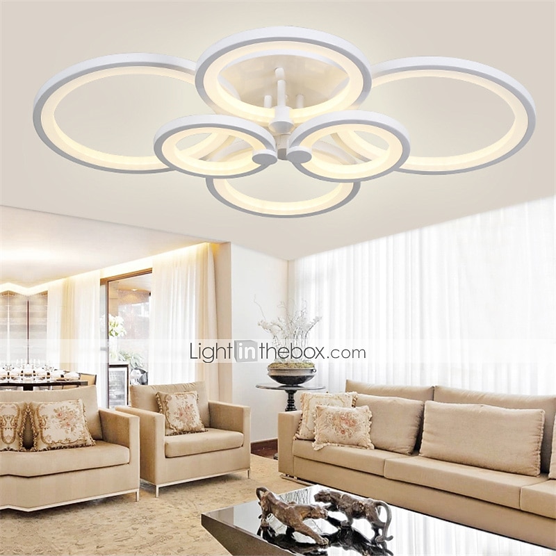 6-Light LED Dimmable Ceiling Light Flush Mount Lights Circle Design Modern Style Simplicity Acrylic 90W Living Room Dining Room Bedroom Light Fixture ONLY DIMMABLE WITH REMOTE CONTROL 2026 - $184.99 –P5