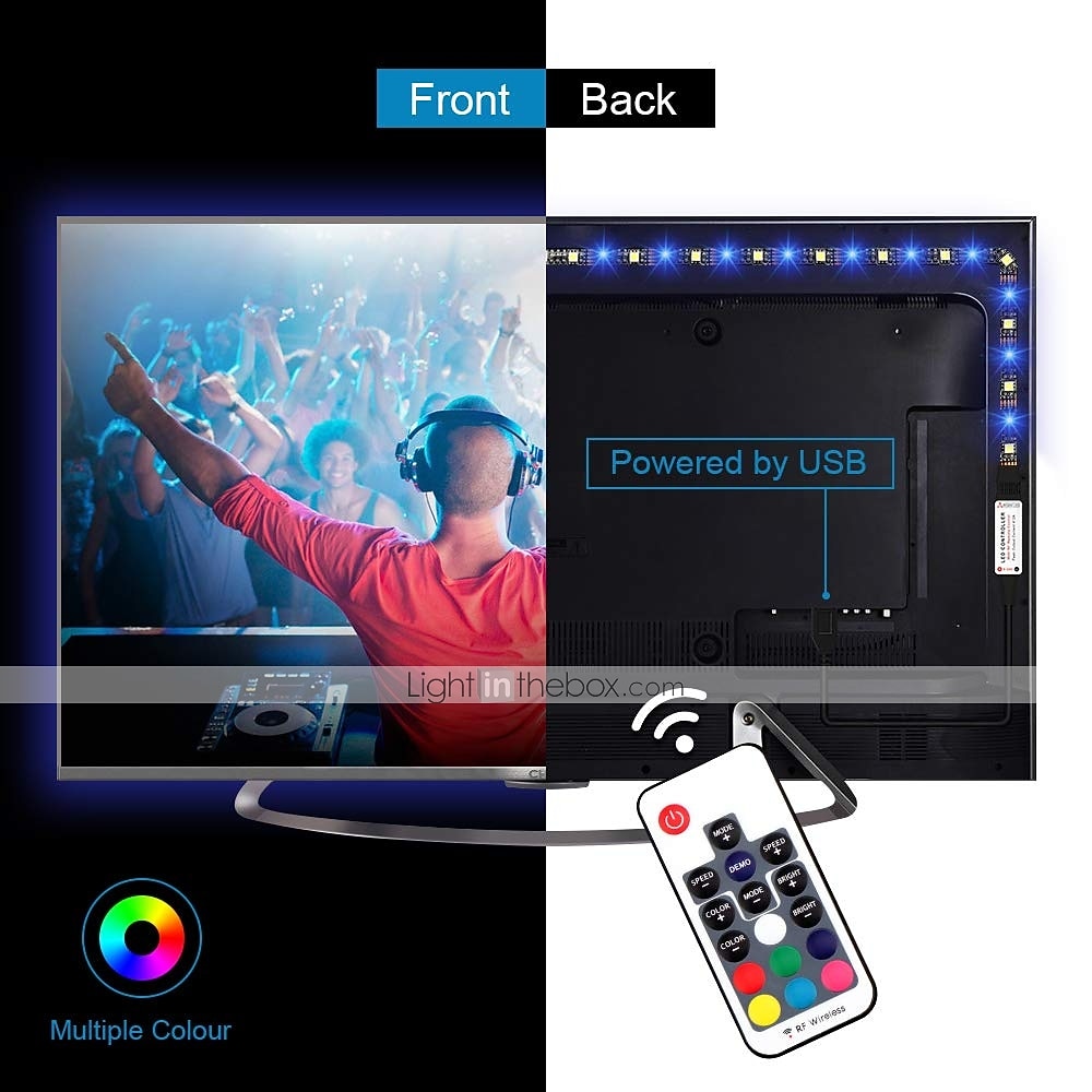 светодиодные ленты водонепроницаемые 1 м rgb огни tiktok 60 светодиодов 5050 smd 10 мм 1 м светодиодные полосы света 17-клавишный пульт дистанционного управления rgb tiktok lights фоновый свет для 2026 - $12.99 –P10