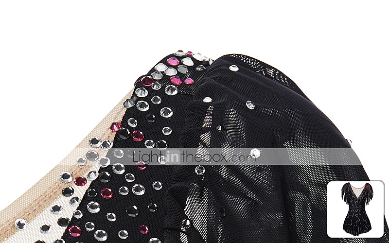 2026年 フィギュアスケート ドレス 女性用 女の子 アイススケート ドレス セット バイオレット ブラック ホワイト オープンバック スパンデックス ストレッチヤーン 高弾性 訓練 競技大会 スケートウェア 手作り ソリッド クラシック クリスタル・ラインストーン 半袖 アイススケート フィギュアスケート  コレクション – $157.99 –P3