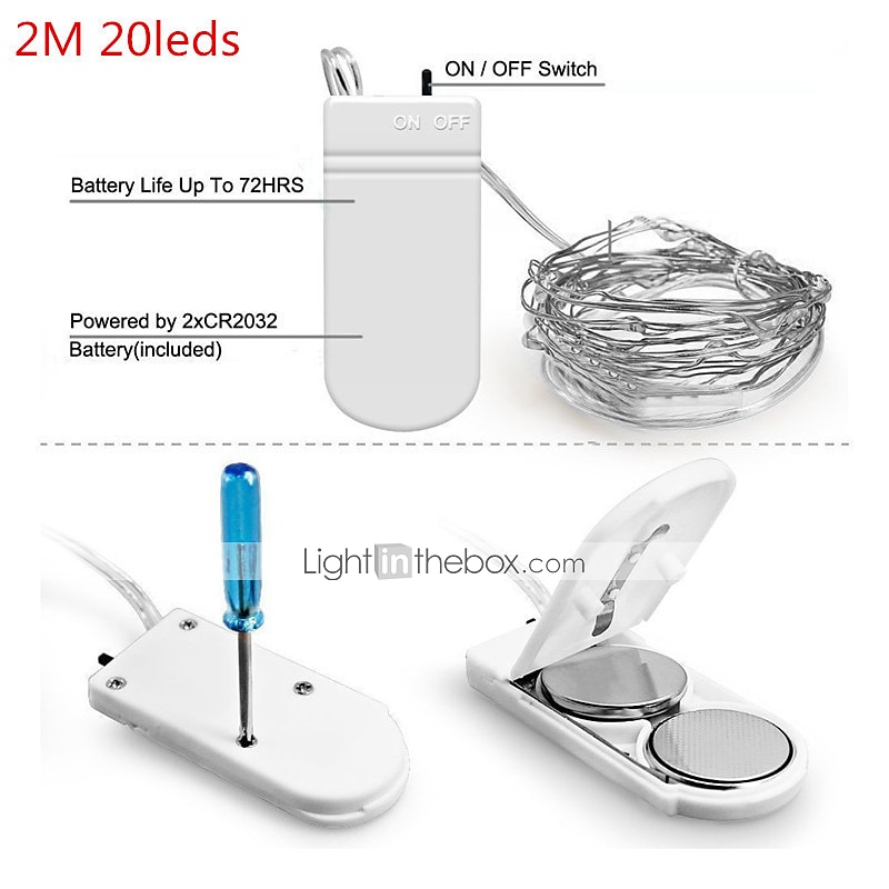 2026年 LEDフェアリー・ストリング・ライト 2m 20LED 銅線ライト 結婚式の装飾用 木の結婚式パーティー用ギフト ボタン電池式  コレクション – $12.99 –P2