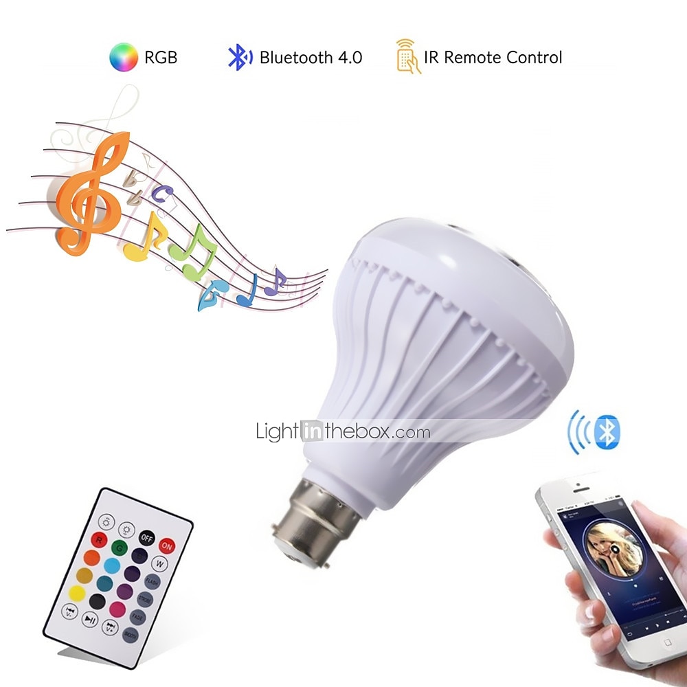 Bluetooth gloeilamp luidspreker 12 w smart led muziek play lamp e27 e26 b22 basecolorfulwireless rgb led-lampen met 24 toetsen afstandsbediening voor bar decoratie thuis ktv party restaurant 2025 - $20.99 –P3