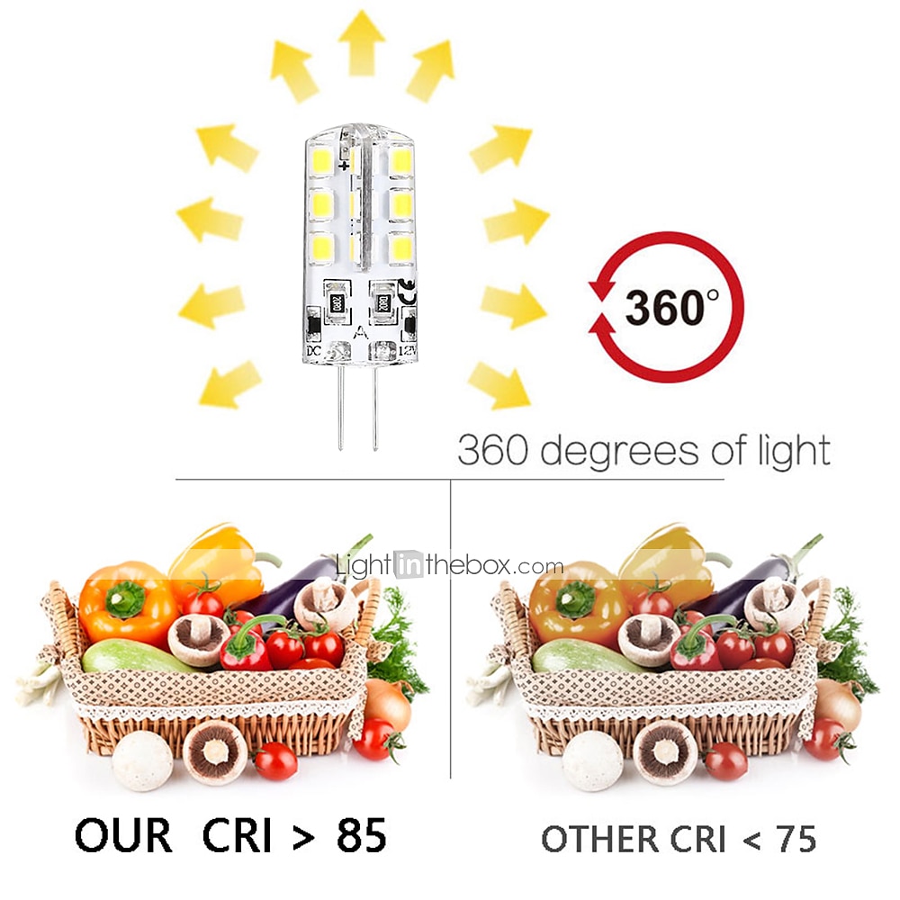 10PCS G4 Bi-pin LED Light Bulb 3W 24LED SMD 2835 Equivalent Halogen Bulb 30W Warm white 3000K Daylight White 6000K 360° Beam Angle Flicker Free DC12V AC220V AC110V 2025 - $18.49 –P9