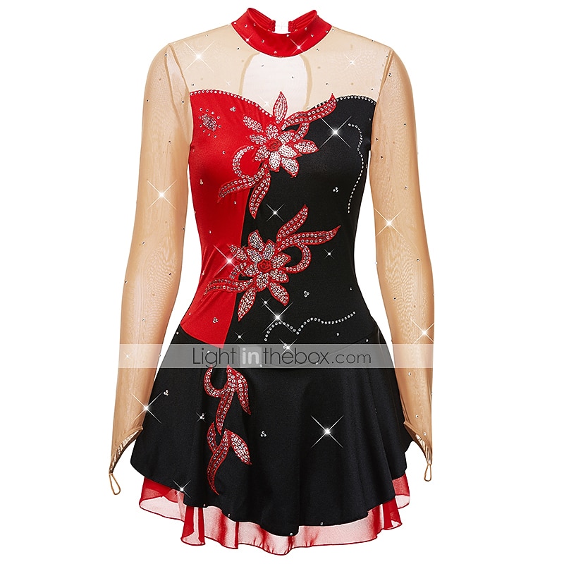 Rochie de Patinaj Artistic Pentru femei Fete Πατινάζ στο πάγο Rochii Ținute Yan roz Alb / Alb Galben și galben Peteci Spandex Înaltă Elasticitate Competiție Ținută Patinaj Clasic Manșon Lung Patinaj 2025 - $123.99 –P9