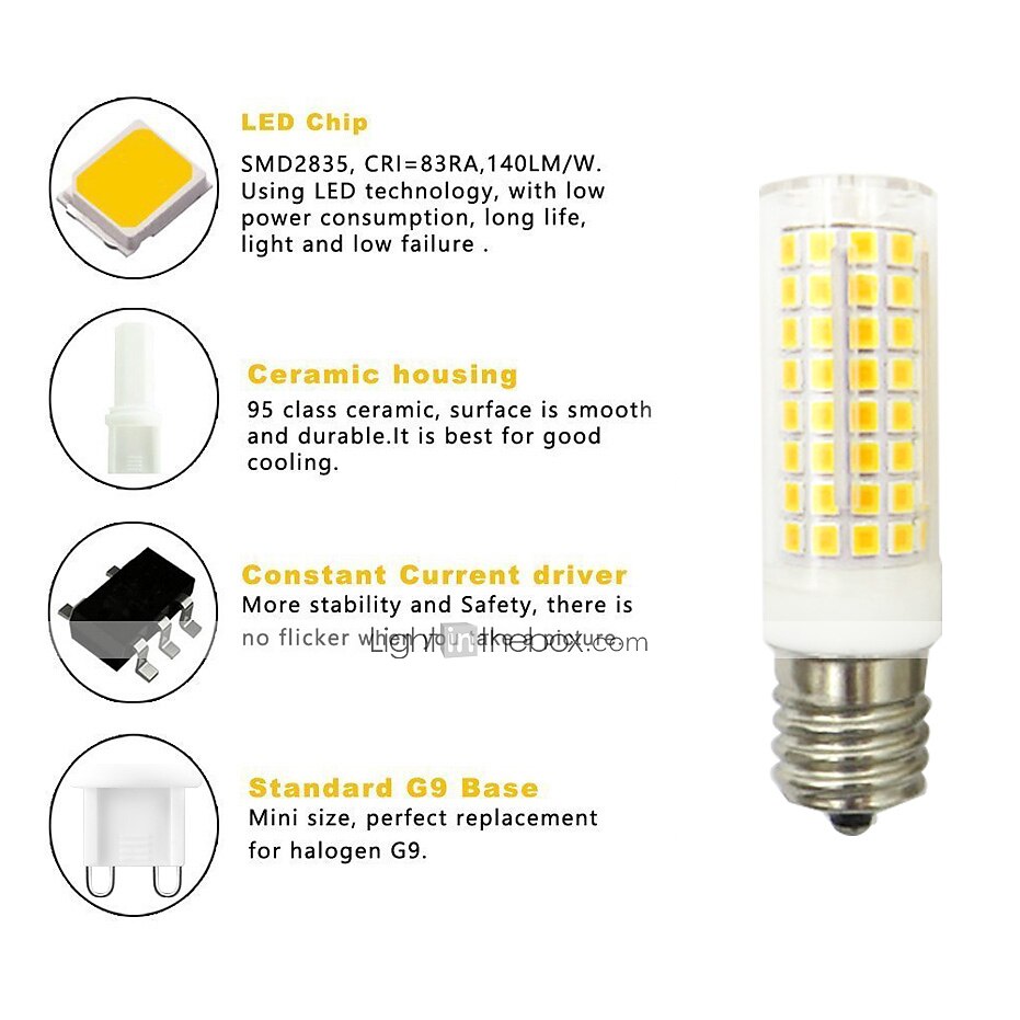 6 stuks 10 W LED-maïslampen 1000 lm E14 G9 E12 T 102 LED-kralen SMD 2835 Warm wit Koel wit 220-240 V 110-120 V 2025 - €41.99 –P5