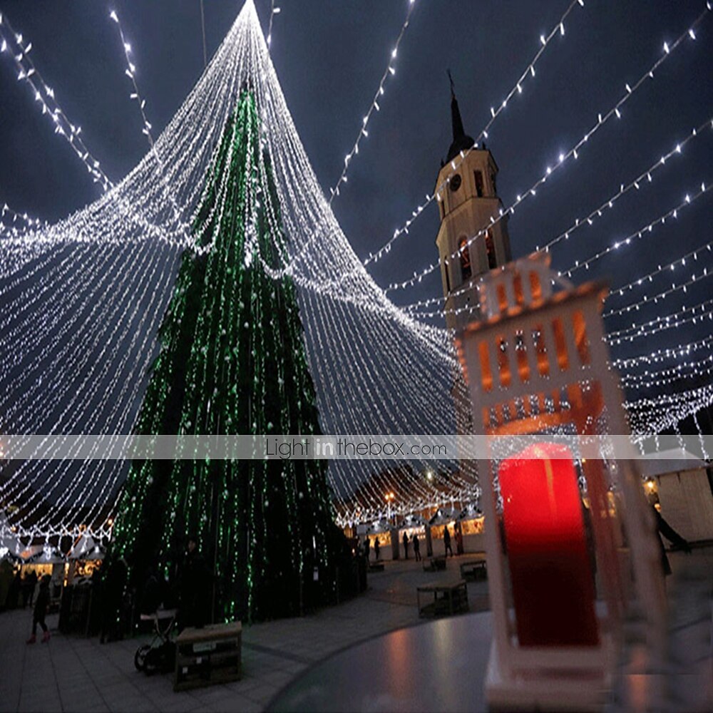 50m șir lumini, 400 led-uri alb cald, alb &amp; lumini decorative albastre impermeabile pentru petrecerea de Craciun 24v 2025 - $81.99 –P11