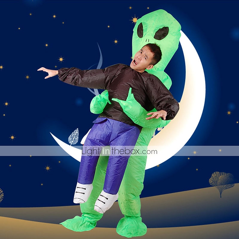 More Costumes Alien Cosplay Costume Inflatable Costume Adults' Men's  Halloween Halloween Festival / Holiday 100% Polyester Green Men's Women's  Carnival Costumes / Air Blower / Leotard / Onesie 2024 - $71.99