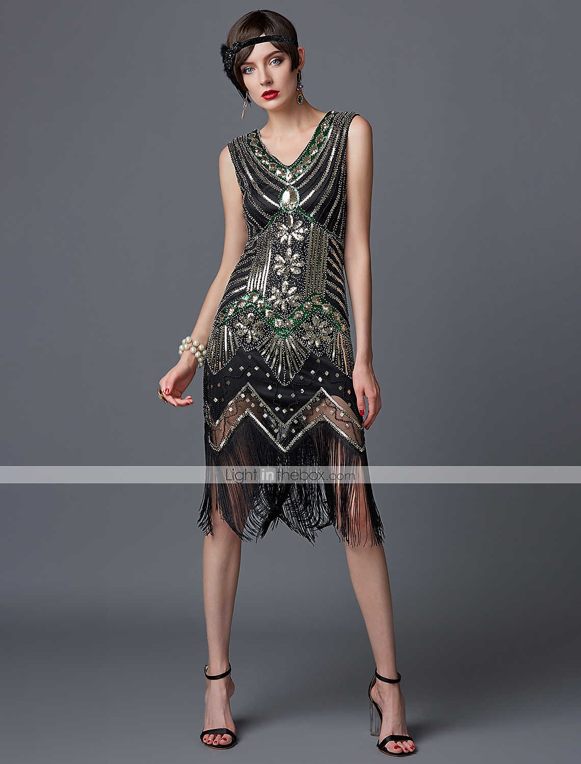 The Great Gatsby 1920s Vintage Dress Flapper Femmes Paillettes Costume  Cosplay Party