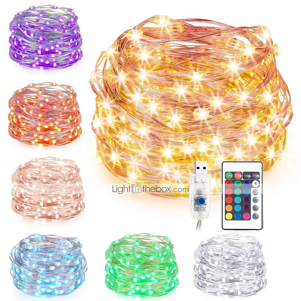 5m Φώτα σε Κορδόνι Τηλεχειριστήρια 50 LEDs 1 24Keys Τηλεχειριστήριο 1set Πολύχρωμα Μπορεί να κοπεί USB Πάρτι 5 V 2025 - $23.99 –P2