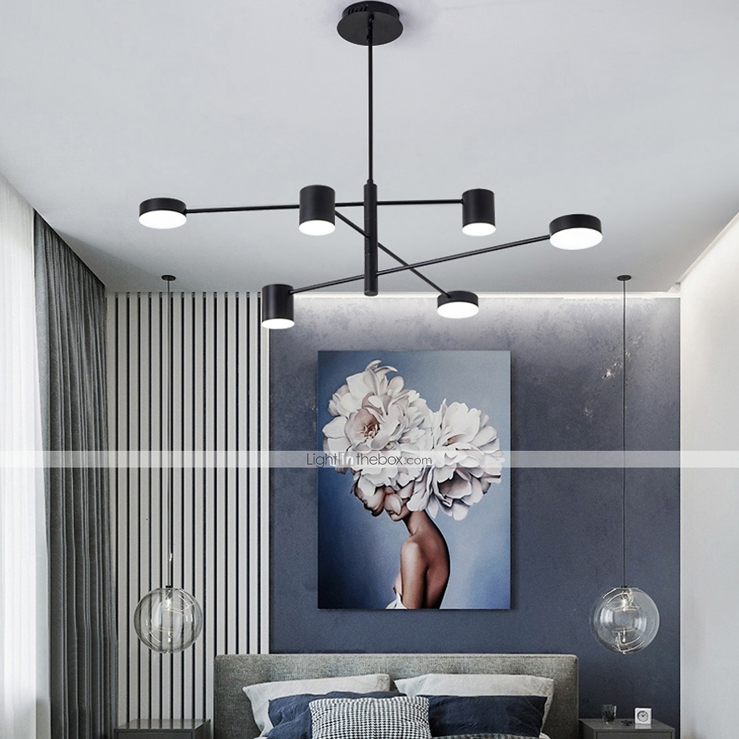 6 φώτα οδήγησε βιομηχανική πολυέλαιος / φως περιβάλλοντος μαύρο βαμμένο για υπνοδωμάτιο υπνοδωμάτιο 110-120v / 220-240v / ζεστό λευκό / λευκό 2026 - $187.2 –P5